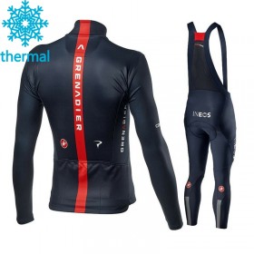 Tenue Cycliste Manches Longues et Collant à Bretelles 2021 Ineos Grenadiers Hiver Thermal Fleece N001